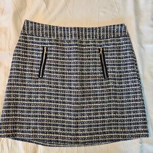 LOFT tweed mini skirt zip pocket 0p